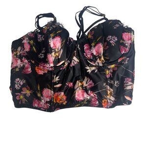 New Victoria’s Secret Very Sexy 32C Black Floral Lace Bustier Side Closure Linge